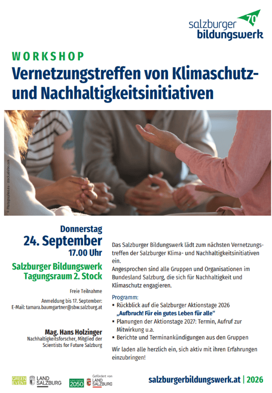 Vernetzungstreffen der Salzburger Klima- und Nachhaltigkeitsinitiativen 24.9.